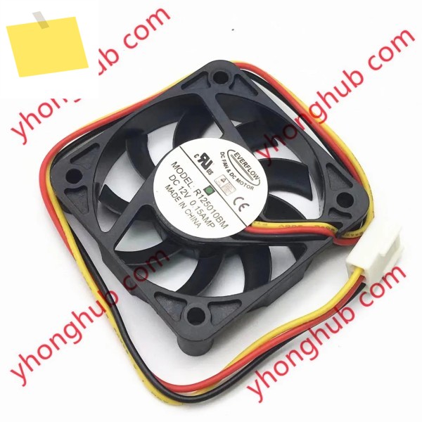 Everflow 서버 냉각 선풍기, R125010BM, DC 12V, 0.15A, 50x50x10mm, 3 선 제품 이미지
