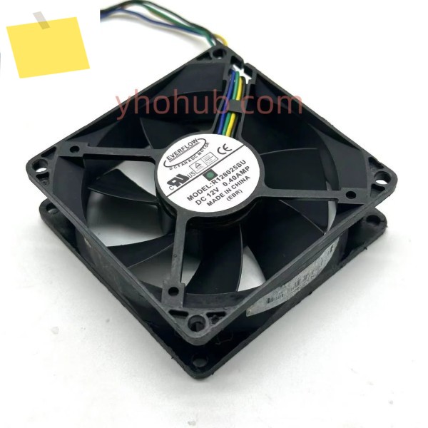 Everflow R128025SU, DC 12V, 0.40A, 80x80x25mm, 4 와이어 서버 냉각 선풍기 제품 이미지
