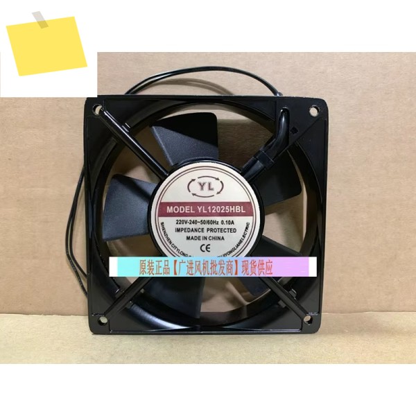 YL YL12025HBL 2 와이어 서버 냉각 선풍기, AC 220V, 0.10A, 120x120x25mm 제품 이미지