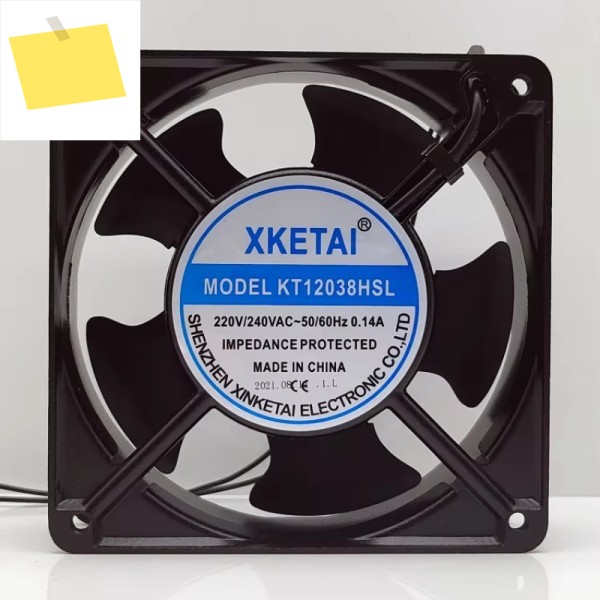 XKETAI 2 와이어 서버 냉각 선풍기, KT12038HSL, AC 220V, 0.14A, 120x120x38mm 제품 이미지