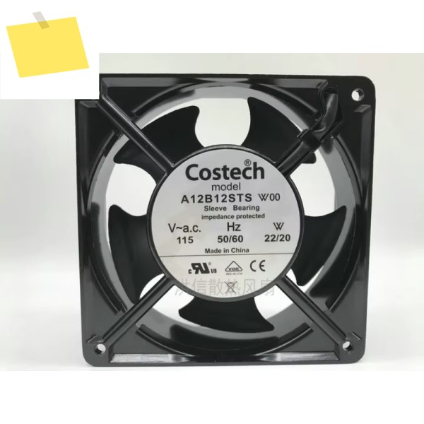 Costech 2 와이어 서버 냉각 선풍기, AC 115V, 20W, 120x120x38mm, A12B12STS W00 제품 이미지