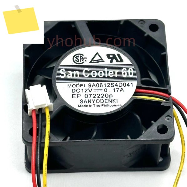 Sanyo Denki 9A0612S4D041 DC 12V 0.17A 60x60x25mm 3선 서버 냉각 팬 제품 이미지
