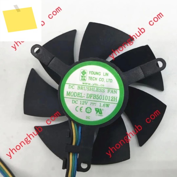 Young Lin 4-와이어 서버 냉각 선풍기, DFB501012H, DC 12V, 1.6W, 직경 47mm, C.T.C, 39mm 제품 이미지