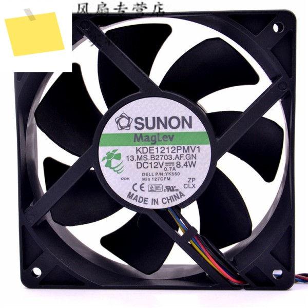 SUNON 4 와이어 서버 냉각 선풍기, KDE1212PMV1, DC 12V, 8.4W, 120x120x38m 제품 이미지