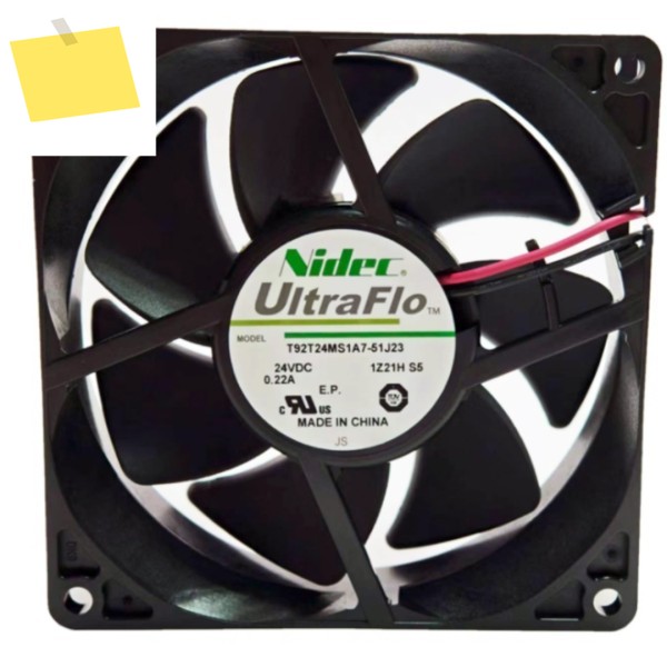 Nidec T92T24MS1A7-51J23 DC 24V 0.22A 92x92x25mm 2선 서버 냉각 팬 제품 이미지