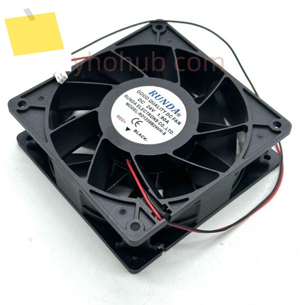 RUNDA RD1238B24VH-S 2 선 서버 냉각 팬, DC 24V, 1.90A, 120x120x38mm 제품 이미지