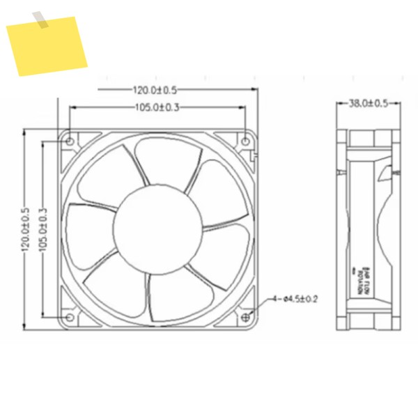 Beder BD12038S2401 DC 24V 0.35A 120x120x38mm 2-와이어 서버 냉각 팬 제품 이미지