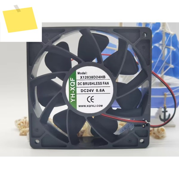 YH-XQF 2 와이어 서버 냉각 선풍기, X12038D24HB DC 24V, 0.6A, 120x120x38mm 제품 이미지