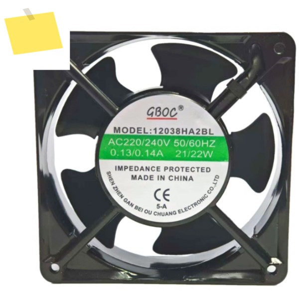GBOC 12038HA2BL AC 220-240V 0.14A 120x120x38mm 2-와이어 서버 냉각 팬 제품 이미지