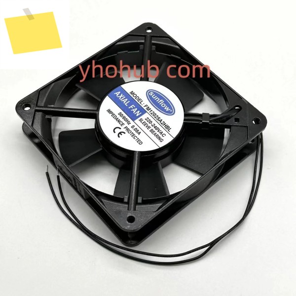 Sunflow 2 와이어 서버 냉각 선풍기, FM12025A2HBL, AC 220V, 0.08A, 120x120x25mm 제품 이미지