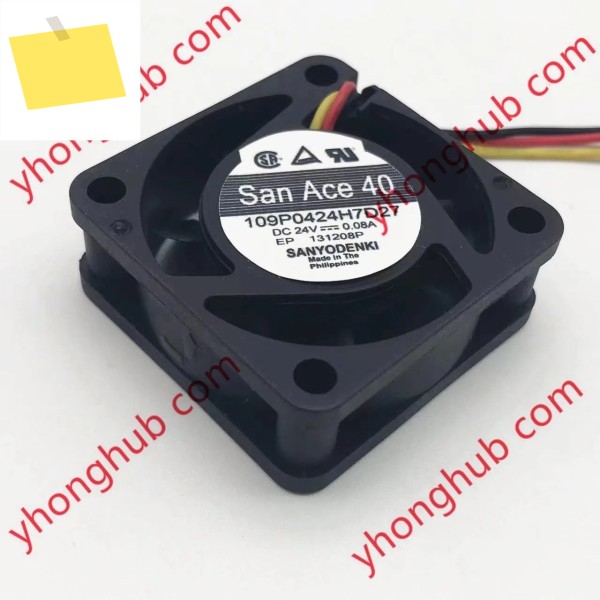 Sanyo Denki 3 선 서버 냉각 선풍기, 109P0424H7D27, DC 24V, 0.08A, 40x40x15mm 제품 이미지