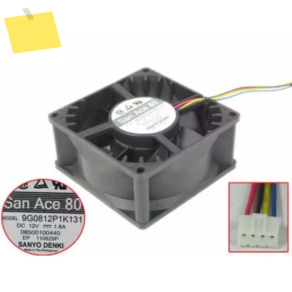 Sanyo Denki 4 와이어 서버 냉각 선풍기, 9G0812P1K131, DC 12V, 1.8A, 80x80x38mm 제품 이미지