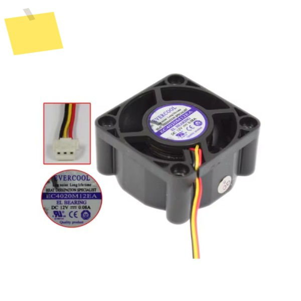 EverCool 서버 냉각 선풍기, EC4020M12EA, DC 12V, 0.08A, 40x40x20mm, 3 선 제품 이미지