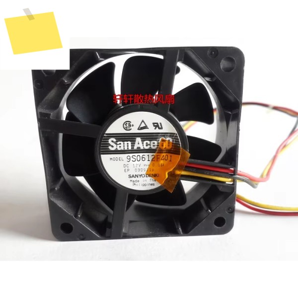 Sanyo Denki 3 와이어 서버 냉각 선풍기, 9S0612F401, DC 12V, 0.08A, 60x60x25mm 제품 이미지