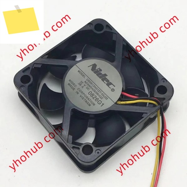 Nidec U50R12NS1Z7-53J32 서버 냉각 선풍기, DC 12V, 0.06A, 50x50x15mm, 3 선 제품 이미지