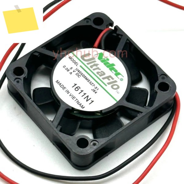 Nidec U40X05MS3Z7-51 2 와이어 서버 냉각 선풍기, DC 5V, 0.08A, 40x40x10mm 제품 이미지