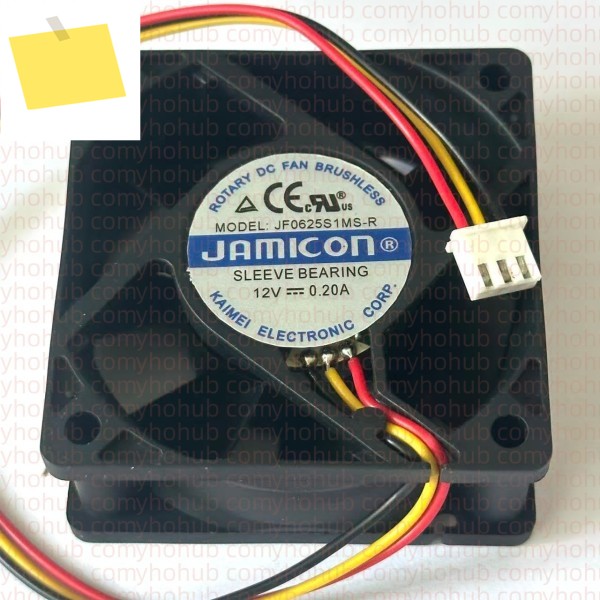 Jamicon JF0625S1MS-R 사각 선풍기, 3 선 서버, DC 12V, 0.20A, 60x60x25mm 제품 이미지