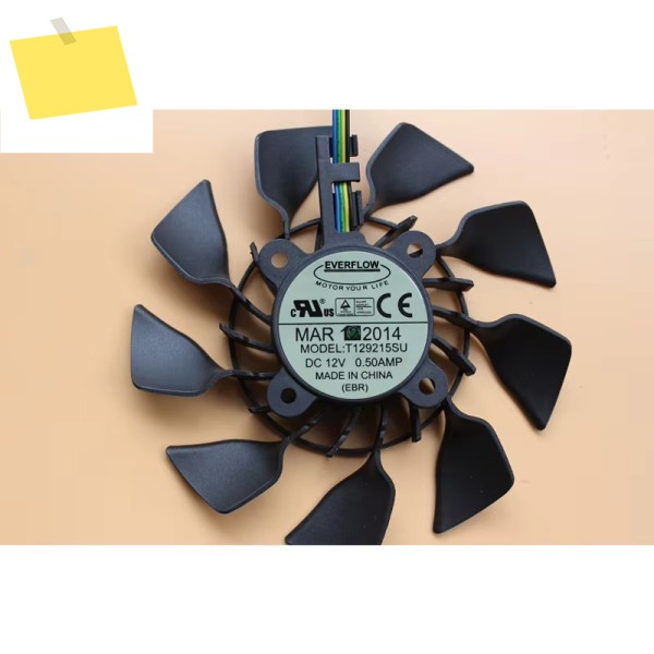 Everflow T129215SU DC 12V, 0.25A, 85 mm 직경 C. t.c. 4 와이어 서버 프레임리스 냉각 선풍기, 49x46x16mm 제품 이미지