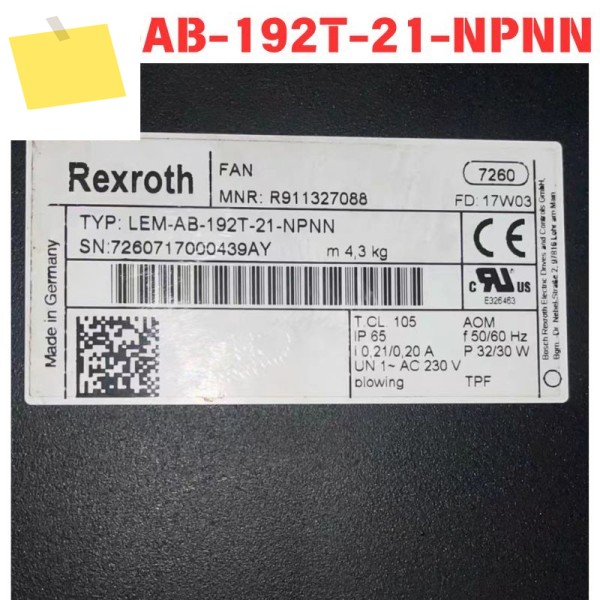 중고 LEM-AB-192T-21-NPNN Rexroth MSK 모터 팬 기능 테스트 OK 제품 이미지