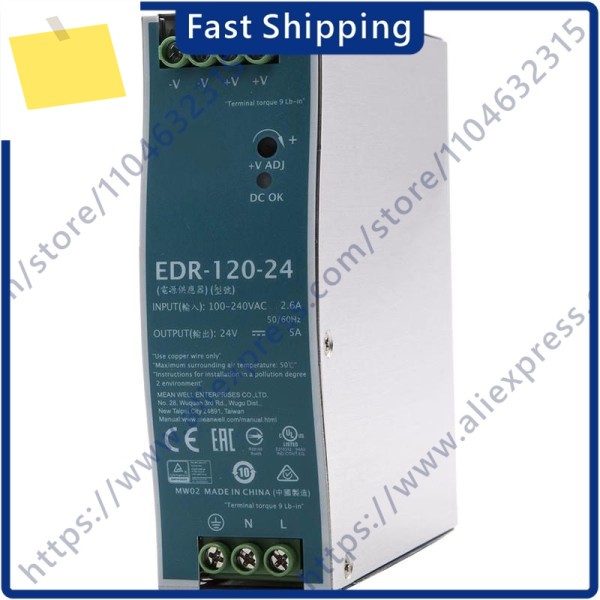 EDR-120-24 24V DC 5A 120W 단일 출력 산업용 DIN 레일 전원 공급 장치 제품 이미지