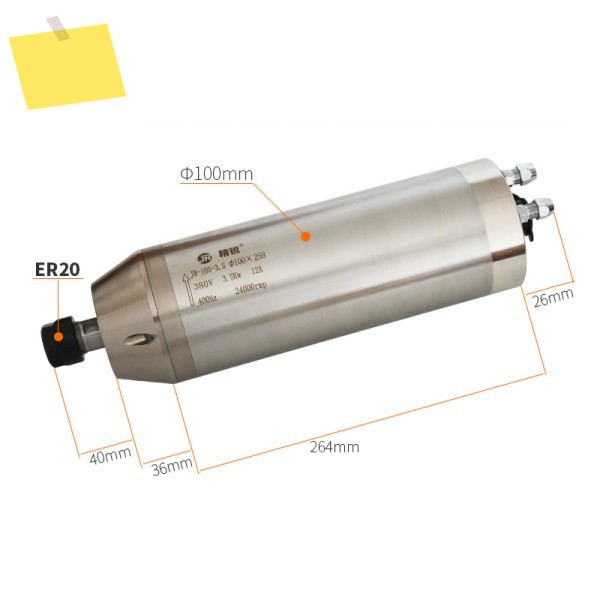 엘리트 조각 헤드 수냉식 스핀들 모터, 직경 100mm 3.5KW 380V 12A 400Hz 24000rpm, ER20, 높은 토크 제품 이미지