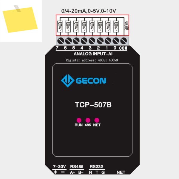 8개의 아날로그 입력, RS485 232 인터페이스 MODBUS TCPIP 프로토콜을 갖춘 이더넷 모듈 제품 이미지