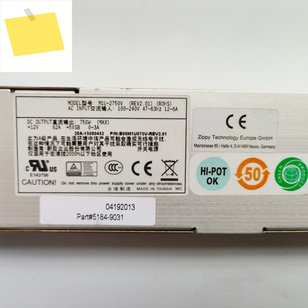 Zippy 전원 공급 장치 750W용 M1U-2750V 제품 이미지