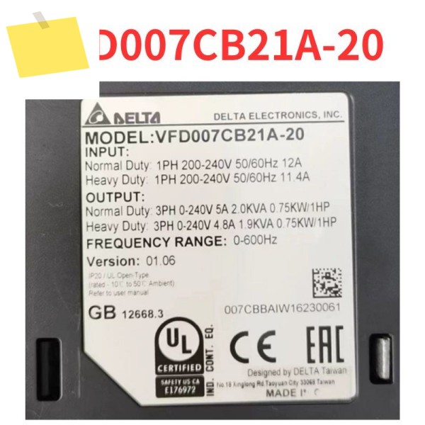 90% 신품 VFD007CB21A-20 주파수 변환기 테스트 완료 OK 제품 이미지