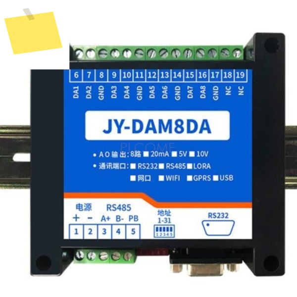 8DA 8채널 아날로그 출력 모듈 12비트 AO 0-5V0-10V4-20mA, 형 Modbus RS485 RS232 USB 이더넷 WiFi 제품 이미지