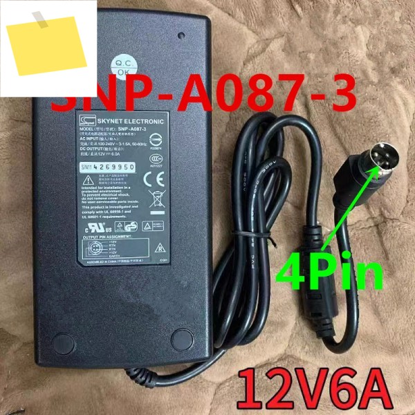 SKYNET 12V6A 4Pin SNP-A087-3용 새 원본 전원 공급 장치 제품 이미지