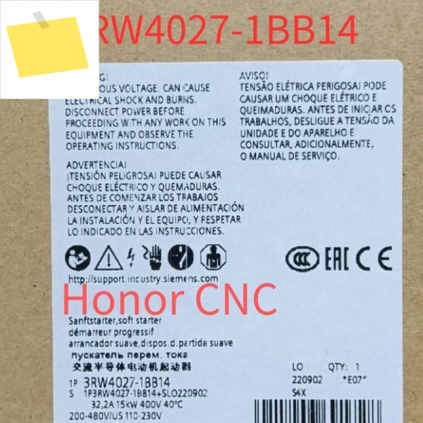 3RW4027-1BB14 신품 SIRIUS 소프트 스타터 S0 32 A 15 kW400 V, 40 ° C 200-480V AC, 110-230V ACDC 나사 단자 제품 이미지