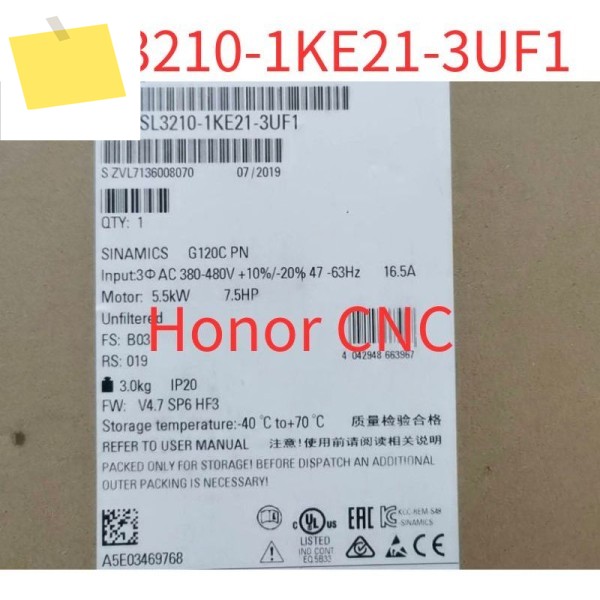6SL3210-1KE21-3UF1 SINAMICS G120C 정격 전력 5,5KW, 3초 동안 150% 과부하 제품 이미지