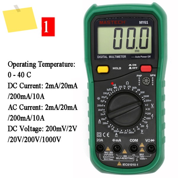 MASTECH MY61 DMM 디지털 멀티미터 ACDC 전류계 저항계 전문가용 커패시턴스 및 HFE 테스트 제품 이미지