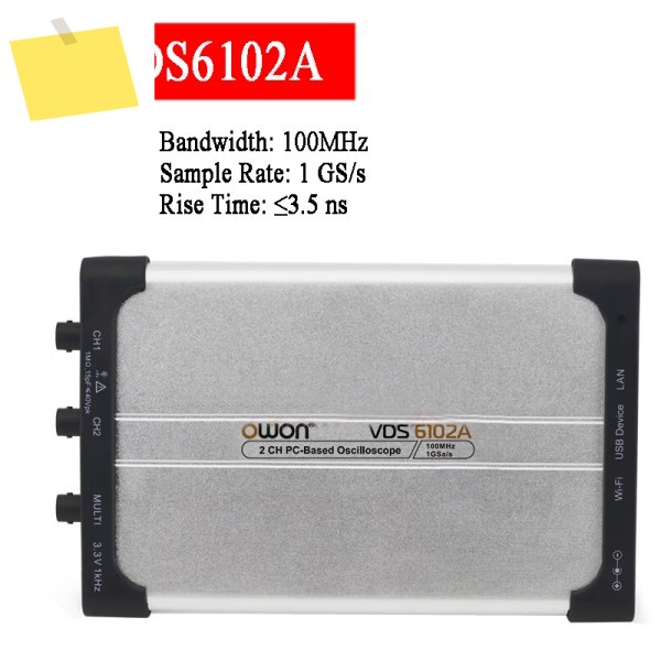 Owon VDS6102A USB PC 가상 오실로스코프 2채널 100MHz 1Gsas 14비트 ADC Type-C 신호 발생기 디지털 제품 이미지