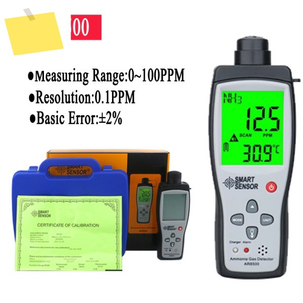 스마트 센서 AR8500 휴대용 암모니아 가스 NH3 감지기 미터 테스터 범위 0-100PPM 소리 및 빛 경보 분석기 제품 이미지