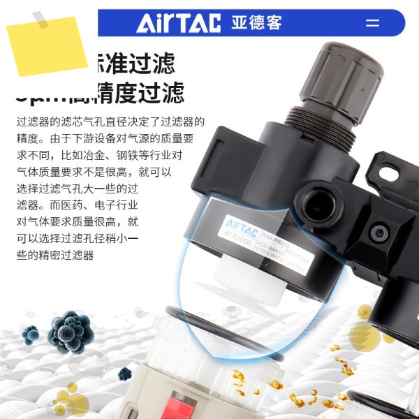 Airtac 압력 조절기 공압 공기 소스 처리 장치 2피스 BFC2000 압축기 유수 분리기 필터 BFR 제품 이미지