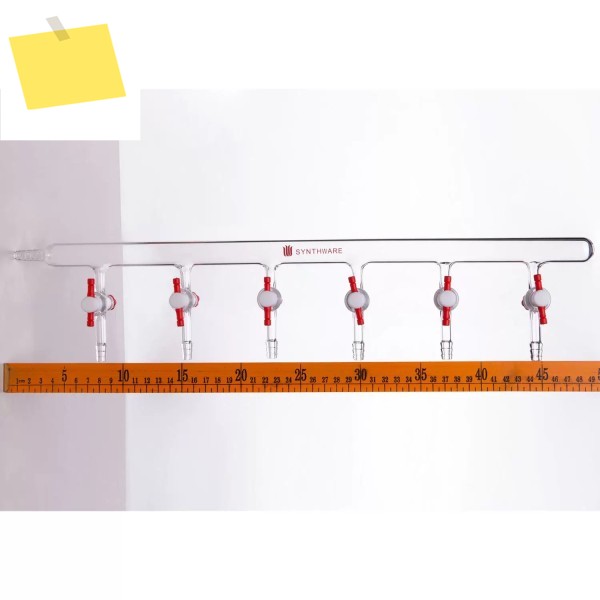단일 행 파이프가 있는 진공 가스 분배기, 매니폴드, PTFE 스톱콕, 붕규산 유리, M19 제품 이미지