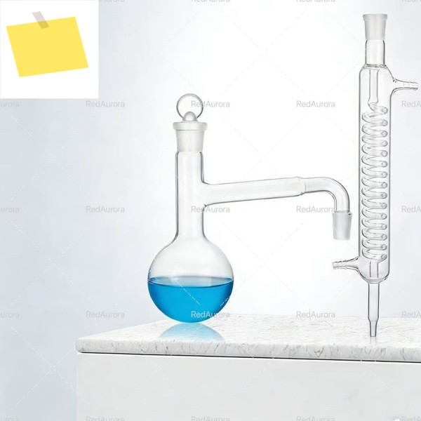 접지 조인트가 있는 250mL 증류 장치 붕규산염 3.3 유리 실험실 화학 장비 정화 세트 제품 이미지
