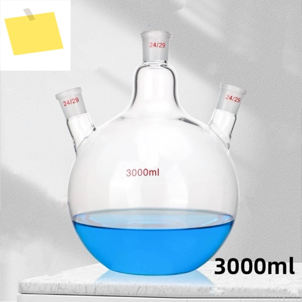 3000ml, 3목 평평한 바닥 플라스크, 경사진 증류 고붕규산 유리 제품 이미지