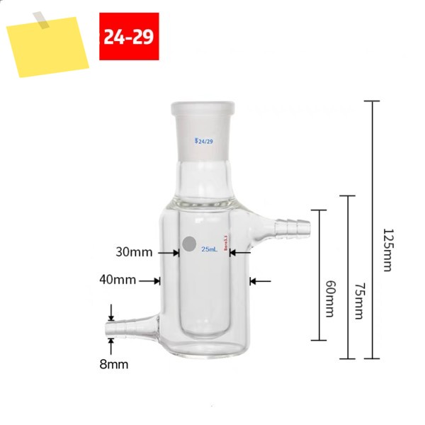 25-1000ml 조인트 2429 이중층 재킷 반응 병 단일 포트 평평한 바닥 실험실 플라스크 유리 제품 제품 이미지