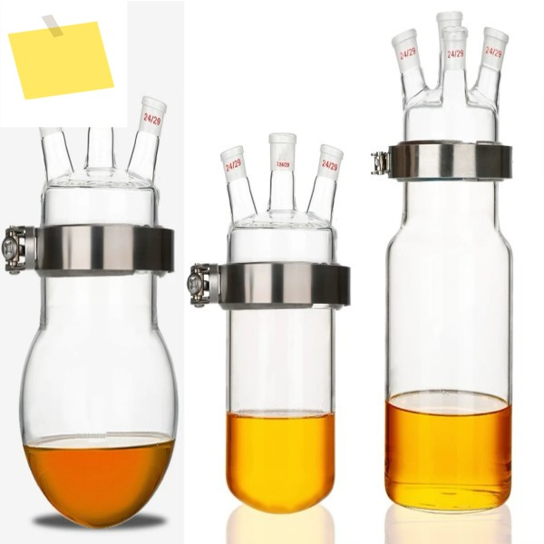 250mL 경사형 3포트 평면 바닥둥근 단층 유리 반응 주전자 세트, 스테인레스 스틸 플랜지 클램프 분할 Po 제품 이미지