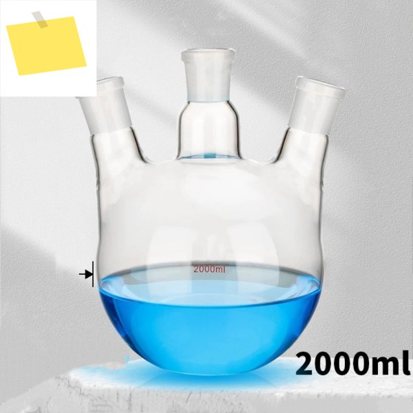 2000ml, 3목 평평한 바닥 플라스크, 경사형 증류 고붕규산 유리 제품 이미지