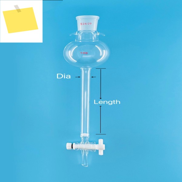 저장 구가 있는 플래시 크로마토그래피 컬럼, 샌드 플레이트 G2 포함, 조인트 2429, PTFE 밸브 조리개 제품 이미지