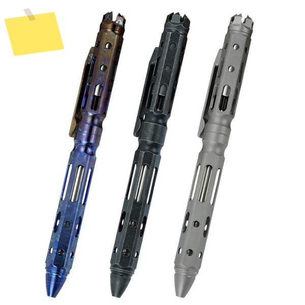 EDC 티타늄 볼트액션 펜, 속이 빈 디자인의 전술용 호신용 에브리데이용 경량 Gr5 필기구 제품 이미지