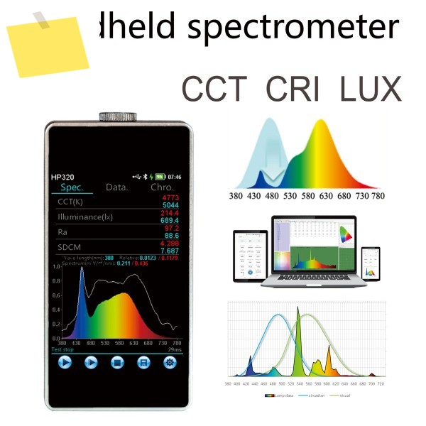 HP320 380-780nm 광 스펙트로미터 휴대용 CCT CRI 럭스 미터 제품 이미지