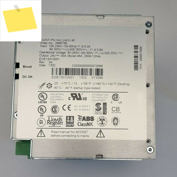 2866789 QUINT-PS1AC24DC40-2866789 QUINT POWER 스위칭 전원 공급 장치 이 완벽하게 작동합니다. 제품 이미지