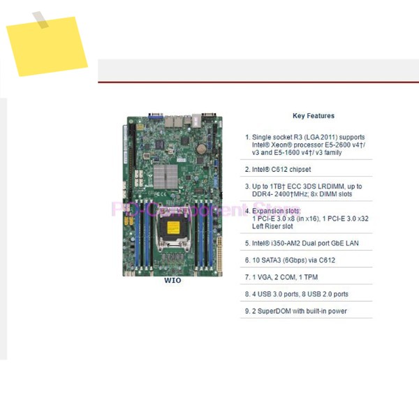 서버 마더보드 E5-1600 C612 LGA2011 X10SRW-F 제품 이미지