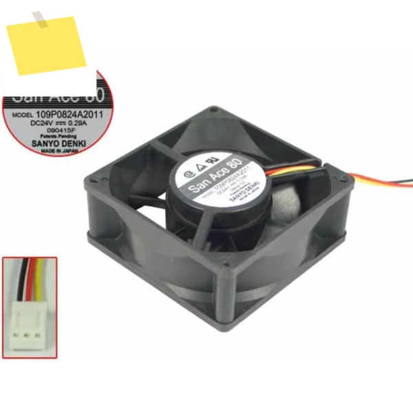 Sanyo Denki 3 선 서버 냉각 선풍기, 109P0824A2011, DC 24V, 0.29A, 80x80x32mm 제품 이미지