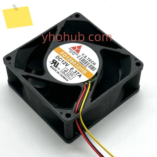Y.S TECH 3 선 서버 냉각 선풍기, FD128032HB DC 12V, 0.37A, 80x80x32mm 제품 이미지