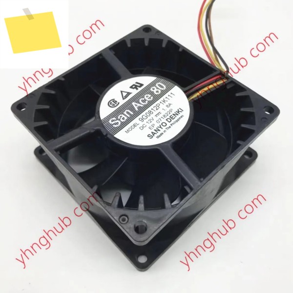 Sanyo Denki 4 와이어 서버 냉각 선풍기, 9G0812P1K111, DC 12V, 1.8A, 80x80x38mm 제품 이미지